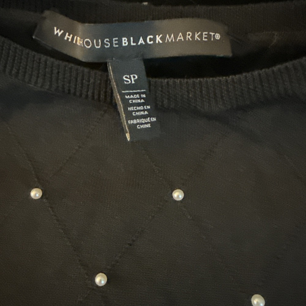 White House Black Market Womens Black Pearl Front Twofer Sweater Size SP NWT - Picture 1 of 4